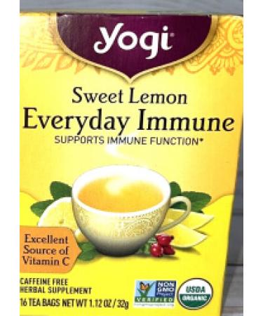 Yogi Tea Sweet Lemon Everyday Immune Caffeine Free 16 Tea Bags 1.12 oz (32 g) Each
