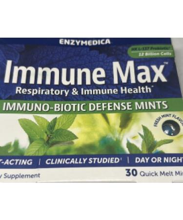 Enzymedica Immune Max Immuno-Biotic Defense Mints Fresh Mint 30 Quick Melt Mints