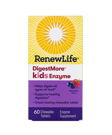 Renew Life DigestMore Kids Enzyme Berry Blast Flavor 60 Chewable Tablets