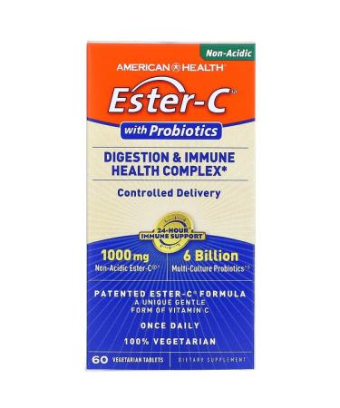 American Health Ester-C with Probiotics Digestion & Immune Health Complex 60 Vegetarian Tablets
