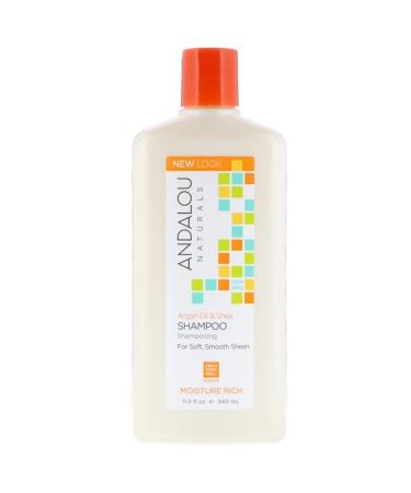 Andalou Naturals Shampoo Moisture Rich For Soft Smooth Sheen  Argan Oil & Shea 11.5 fl oz (340 ml)