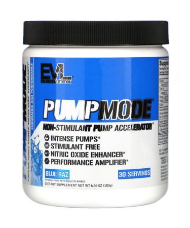 EVLution Nutrition PumpMode Non-Stimulant Pump Accelerator Blue Raz 6.46 oz (183 g)