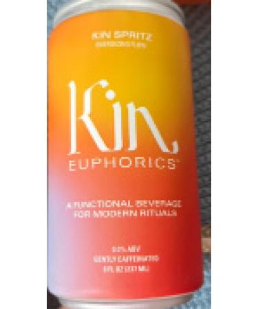 Kin Spritz by Kin Euphorics, Non Alcoholic Spirits, Ready to Drink, Adaptogen, Nootropic, Botanical, Fresh Citrus, Hibiscus, Caffeine, Rhodiola Rosea, Awaken the Mind, Uplift the Mood, 8 Fl Oz (4pk) 8 Fl Oz (Pack of 4)