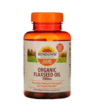 Sundown Naturals Organic Flaxseed Oil 1000 mg 100 Softgels