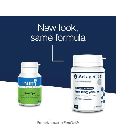 Nutri Advanced Ferrodyn Iron Bisglycinate Supplement - 60 Capsules | with Folate & Vitamin B6 for Energy Support - Buy Online on GoSupps.com