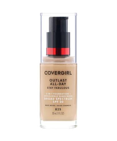 Covergirl Outlast All-Day Stay Fabulous 3-in-1 Foundation 825 Buff Beige 1 fl oz (30 ml)