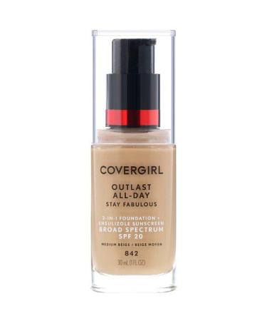 Covergirl Outlast All-Day Stay Fabulous 3-in-1 Foundation 842 Medium Beige 1 fl oz (30 ml)