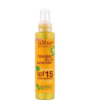 Alba Botanica Hawaiian Dry Oil Sunscreen Coconut Oil SPF 15 4.5 fl oz (133 ml)