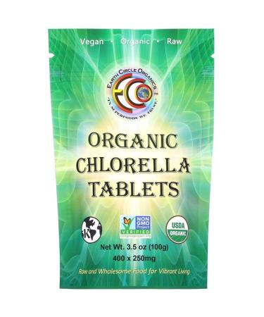 Earth Circle Organics Organic Chlorella Tablets 250 mg 400 Tablets 3.5 oz (100 g)