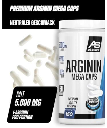 All Stars Arginine Mega Caps - 1395 mg Capsules | 150 Count - Boost Performance & Recovery | International Shipping - Buy Online on GoSupps.com