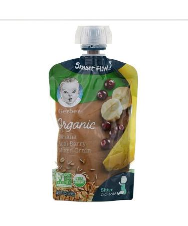 Gerber Smart Flow Organic Banana Acai Berry Mixed Grain 3.5 oz (99 g)