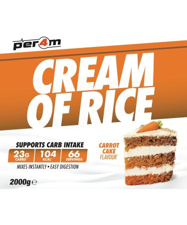 Per4m Cream Of Rice | 66 Servings | High Carbohydrate Cream Of Rice | Breakfast Replacement | Low Sugar Gym Supplements 2kg (Carrot Cake) - Buy Online on GoSupps.com
