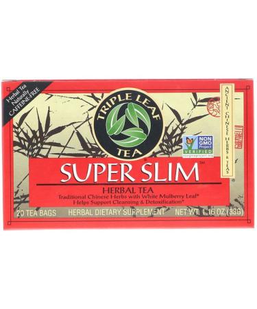 Triple Leaf Tea Super Slim Herbal Tea Caffeine-Free 20 Tea Bags 1.6 oz (33 g)