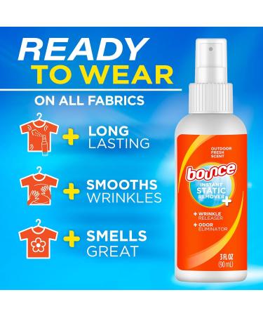 Bounce Rapid Touch-Up 3 in 1 Wrinkle Releaser Clothing Spray - RELEASE WRINKLES - Eliminates Odors & Freshens - Removes Static - TSA Approved Travel Size 3 Oz Pack of 3 - Buy Online on GoSupps.com