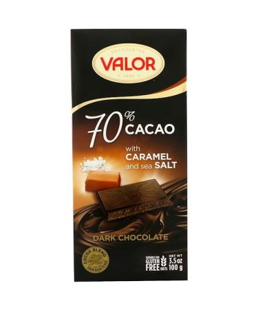 Valor Dark Chocolate 70% Cacao With Caramel and Sea Salt 3.5 oz (100 g)