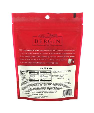 Bergin Hikers Mix 6 oz - Nutritious Fruit & Nut Snack | Healthy Trail Mix - Buy Online on GoSupps.com