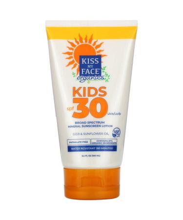 Kiss My Face Organics Kids Broad Spectrum Mineral Sunscreen Lotion SPF 30 3.4 fl oz (100 ml)