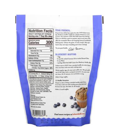 Bob's Red Mill Grain Free Blueberry Muffin Mix - Almond Flour, 9 oz | Gluten-Free Baking - Buy Online on GoSupps.com