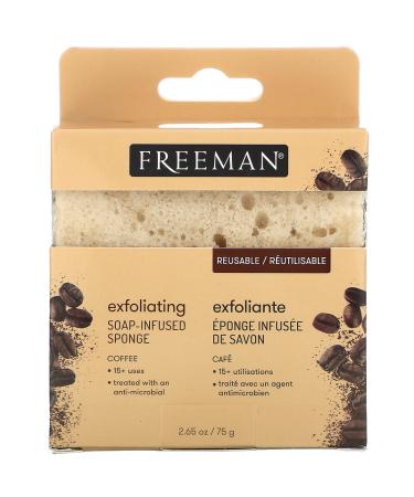 Freeman Beauty Exfoliating Soap-Infused Sponge - Coffee Scent, 2.65 oz (75 g) - Buy Online on GoSupps.com
