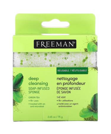 Freeman Beauty Green Tea Soap-Infused Sponge - Deep Cleansing, 2.65 oz - Buy Online on GoSupps.com