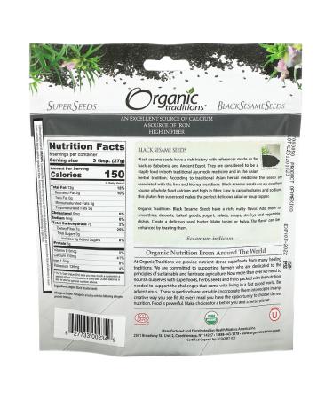 Organic Traditions Black Sesame Seeds - 8 oz (227 g) | Nutrient-Rich Superfood - Buy Online on GoSupps.com