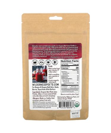 Wilderness Poets Organic Beet Juice Powder 3.5 oz - Boost Energy & Nutrition - Buy Online on GoSupps.com