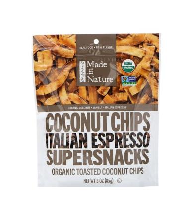 Made in Nature Organic Coconut Chips Italian Espresso Supersnacks 3.0 oz (85 g)