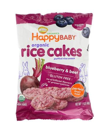 Happy Family Organics Organic Rice Cakes Puffed Rice Snack Blueberry & Beet 1.4 oz (40 g)