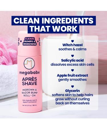 Discover megababe AprÃ¨s Shave - Ingrown Hair & Razor Bump Roll-On 3 oz - Elevate Your Style Instantly! - Buy Online on GoSupps.com