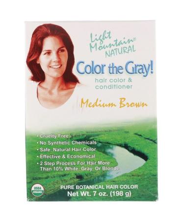 Light Mountain Color the Gray! Natural Hair Color & Conditioner Medium Brown 7 oz (198 g)