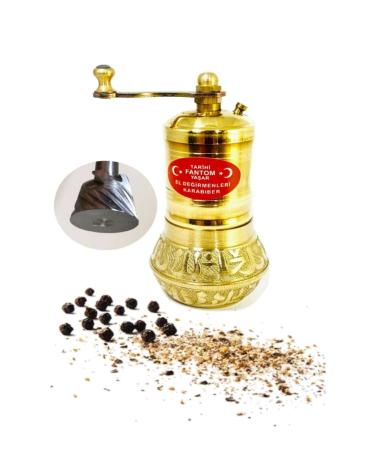 FANTOM Brass Mortar No:1 Brass Embroidered Linen Chubby Black Pepper Grinder 3-Piece Mill Set - Buy Online on GoSupps.com
