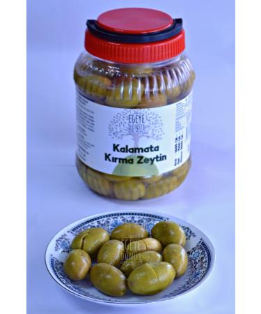 BACK TO THE AEGEAN Homemade Traditional Kalamata Large Green Cracked Olives Palamut - 1 Kg. (CONTAINS ONLY SALT AND WATER) - Buy Online on GoSupps.com
