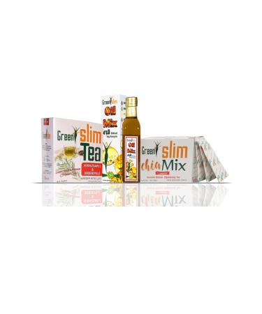 GREEN SLIM Mix Tea-powder-oil 3-Pack Support Set Chia Detox Detox Set2 - Buy Online on GoSupps.com