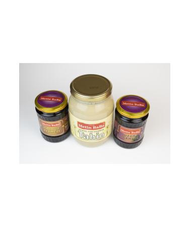 Metin Baba 1948 Tahini 1450 gr + Grape Molasses 700 gr + Carob Molasses 700 gr - Buy Online on GoSupps.com