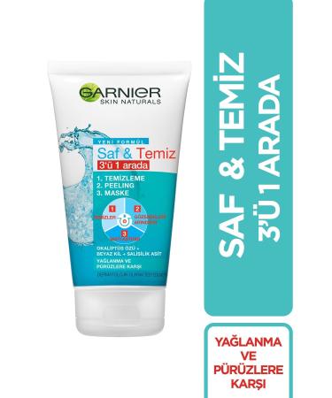 Garnier Pure & Clean 3 in 1 Mask Against Oiliness and Impurities White Clay + Silicic Acid 150ml - Buy Online on GoSupps.com