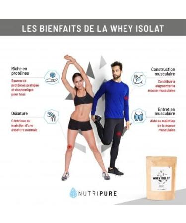 Nutripure | Whey Isolate Native Powder | Milk Protein Food Supplement | Muscle Development & Bodybuilding | 94% Protein 25% BCAA 52% EAA | Neutral | 750g | France - Buy Online on GoSupps.com