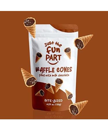 Just The Fun Part - Bite-Size Crispy Mini Waffle Cones - Filled With Premium Belgian Milk Chocolate - Great For Snacks  Desserts  Grab & Go â (Single Pack - 4.23 oz Bag) Chocolate 4.23 Ounce (Pack of 1) - Buy Online on GoSupps.com