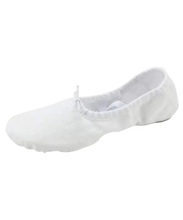 Women's Canvas Ballet Slippers Practice Yoga Flat Shoes Split Belly Shoes 8 White