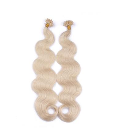 Keratin Bonding Hair Extensions #60 White Blonde 60cm - 25 Strands 100% Remy Real Hair - Easy to Use Wavy Micro Ring Extensions - Buy Online on GoSupps.com