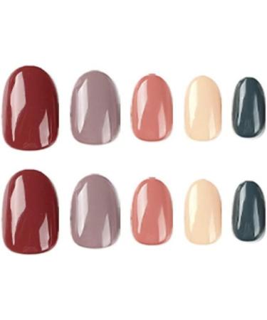 Justotry 24 Pcs Colourful Solid Oval Short False Nails French Press on Nails with Nail Glue - Almond Medium Stick on Nails for Women - Nail Art - Buy Online on GoSupps.com