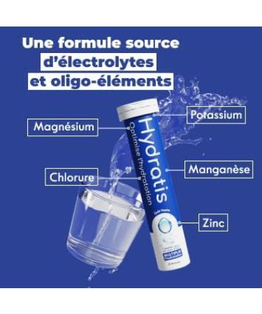 HYDRATIS - Pack of 4 Tubes of Effervescent Tablets with Electrolytes + 500 ml White Bottle - Optimises Hydration - Lemon/Elde - Buy Online on GoSupps.com