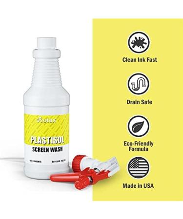 Ecotex Plastisol Screen Wash (Quart - 32oz.)- For Use in Sink and on Screen Printing Press - Degreaser and Degradant Cleaner for Screen Printing Inks - Silk Screen Ink Remover for Plastisol Ink on Mesh 32 Fl Oz (Pack of 1) - Buy Online on GoSupps.com