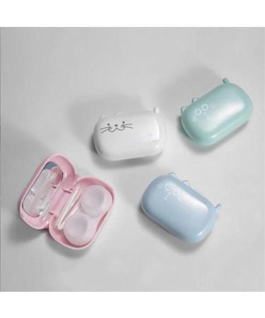 Cute Multicolor Portable Mini Contact Lens Case - Pink Smiling Cat Gift Set | White Color - Perfect for Travel & Gifts - Buy Online on GoSupps.com