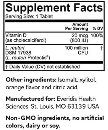 BioGaia Kids Immune Active Probiotic L. Reuteri + Vitamin D - 60 Chewable Tablets (Orange Flavor) - Buy Online on GoSupps.com