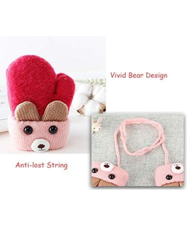 iEasey Cute Bear Baby Toddler Winter Warm Mittens On String Kids Cold Weather Fleece Knit Gloves Ski Snow Insualted Gloves for Baby Girls Boys 0-3 Years Gift Bear-Rose #A Hot Pink - Buy Online on GoSupps.com