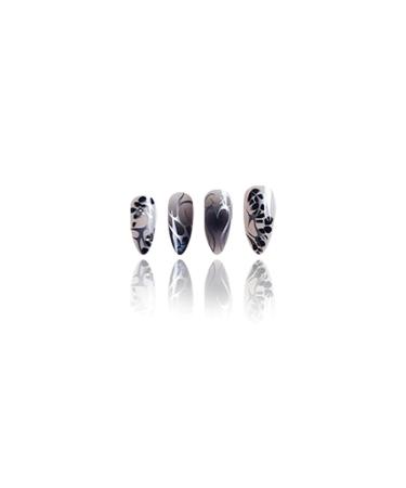 Medium Almond Press on Nails - Punk Y2K Gradient Black Fake Nails with 3D Rhinestones & Butterfly Design | Full Cover Acrylic Nail Set for Women - 24 Pcs - Buy Online on GoSupps.com