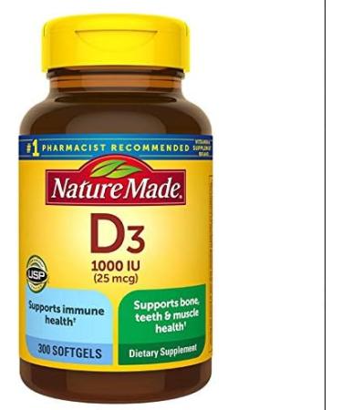 Nature Made Vitamin D3 1000 IU 600 Softgels (2pk - 300 ct Each) - Immune Support & Bone Health - Buy Online on GoSupps.com