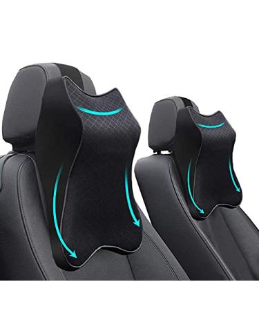 Car Seat Headrest Neck Rest Cushion - Ergonomic Car Neck Pillow Durable 100% Pure Memory Foam Carseat Neck Support - Comfty Car Seat Back Pillows for Neck/Back Pain Relief (Black 2pcs)
