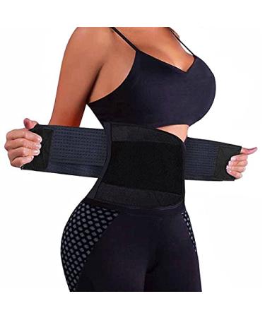 VENUZOR Waist Trainer Belt for Women - Waist Cincher Trimmer - Slimming Body Shaper Belt - Sport Girdle Belt (UP Graded) Black Medium