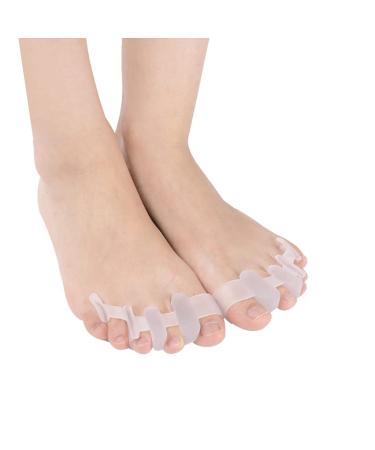 DEAVER Gel Toe Separator Four Holes Silicone Straightener Hallux Valgus Crooked Corrector Separators for Curled Toes Overlapping Toe Blisters Pain Relief 5 pairs